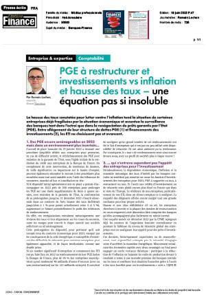 PGE à restructurer et investissement VS inflation et hausse des taux 