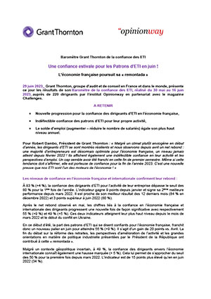 Baromètre Grant Thornton de la confiance des ETI