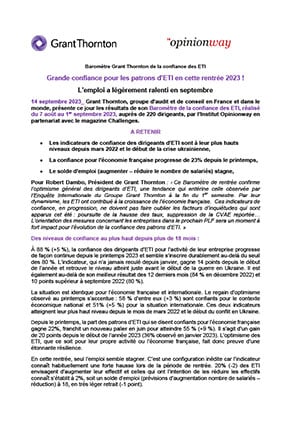 Baromètre Grant Thornton de la confiance des ETI