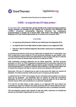 CSRD : la majorité des ETI déjà prêtes !