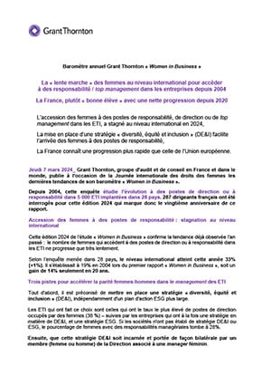 Baromètre annuel Grant Thornton « Women in Business »