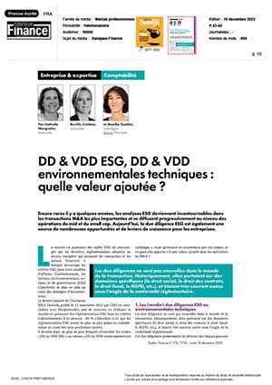 DD & VDD ESG, DD & VDD environnementales techniques 