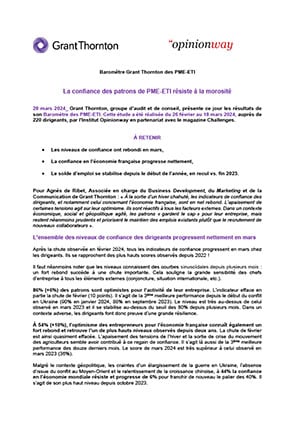  Baromètre Grant Thornton de la confiance des PME-ETI 