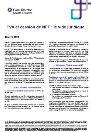 TVA et cession de NFT : le vide juridique