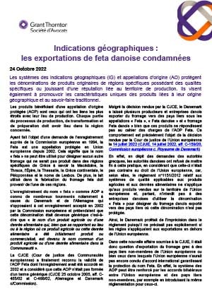 Indications géographiques: les exportations de feta danoise condamnées