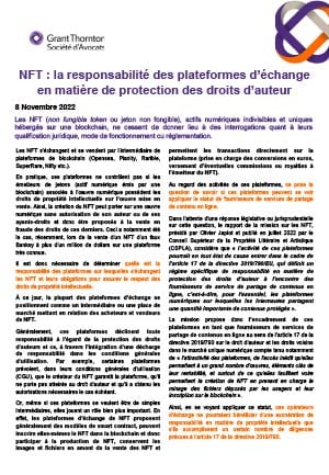 NFT : la responsabilité des plateformes d’échange en matière de protection des droits d’auteur