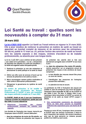 Loi Santé au travail : quelles sont les nouveautés à compter du 31 mars