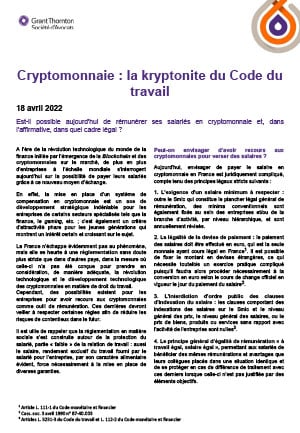 Cryptomonnaie : la kryptonite du Code du travail