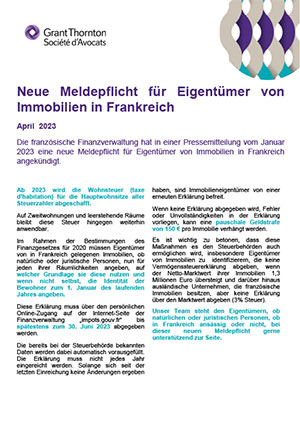 Neue Meldepflicht für Eigentümer von Immobilien in Frankreich