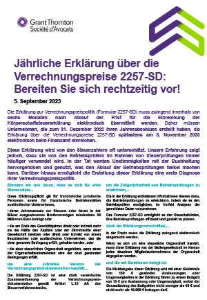 Jährliche Erklärung über die Verrechnungspreise 2257 SD: Bereiten Sie sich rechtzeitig vor!