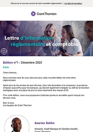 Lettre d’information réglementaire et comptable